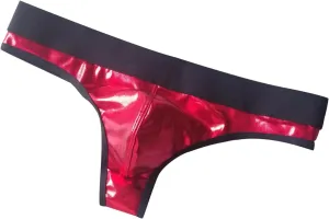 Mens Patent Leather Thongs Underwear Sexy Low Rise Big Package Underpants G-String Transparent Comfy Erotic Lingerie