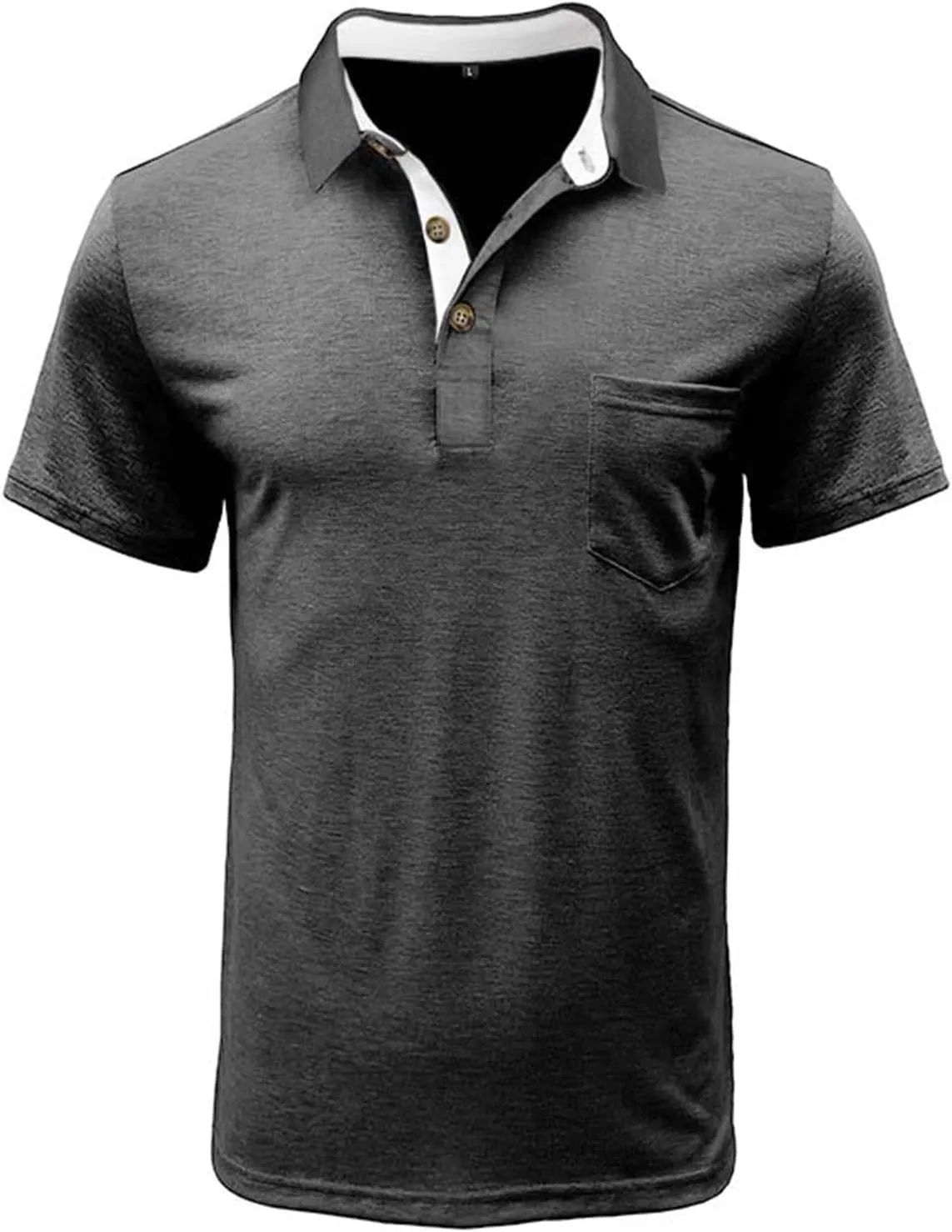 Men's Polo Shirt Moisture Wicking Performance Short Sleeve Golf Shirts Button Athletic Polo Collared Tennis T-Shirt