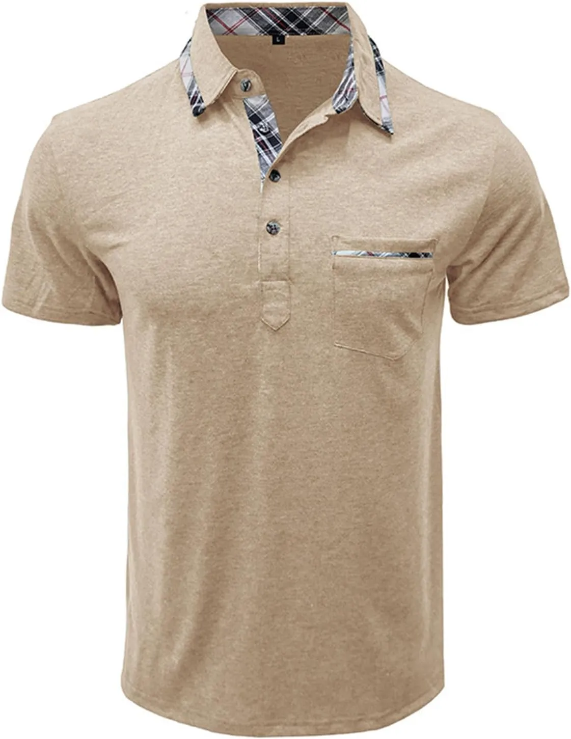 Mens Polo Shirts Fashion Classic Casual Short Sleeve Button T Shirt Summer Fitted Golf Shirt with Pocket