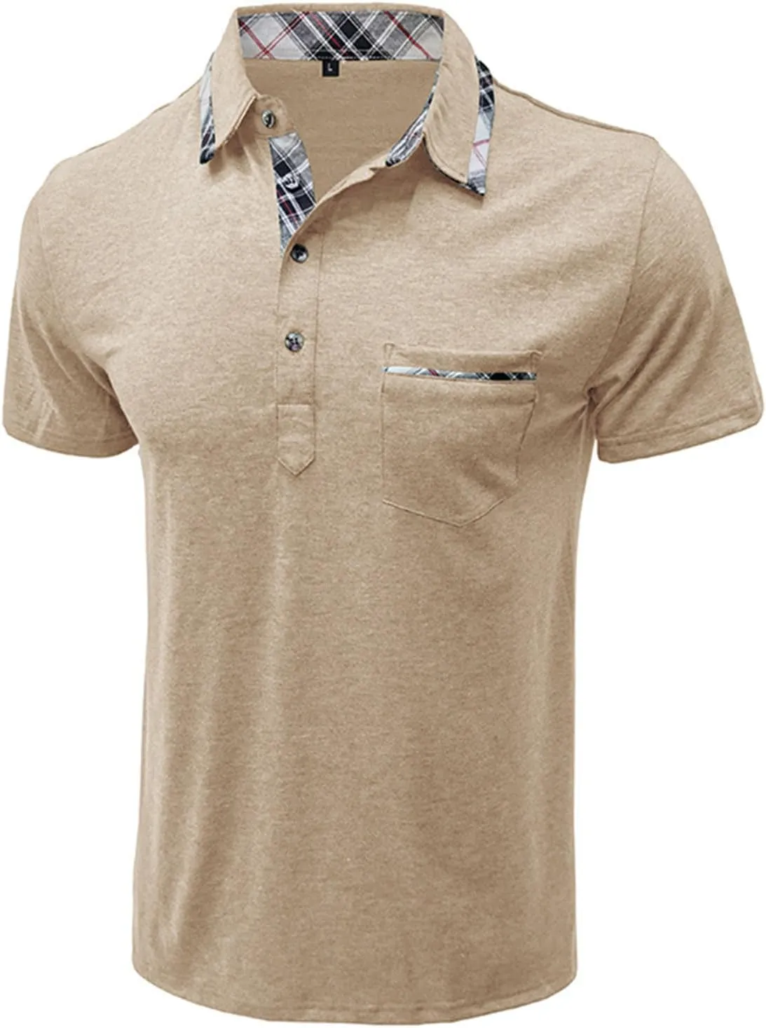 Mens Polo Shirts Fashion Classic Casual Short Sleeve Button T Shirt Summer Fitted Golf Shirt with Pocket