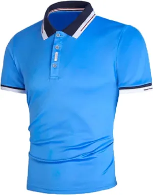 Men's Polo Shirts Short Sleeve Button Collared Business Work Golf Polo Shirts Stretch Casual Cotton T Shirts for Men