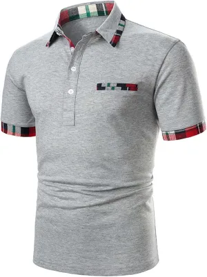 Men's Polo Shirts Short Sleeve Button Collared Business Work Golf Polo Shirts Stretch Casual Cotton T Shirts for Men
