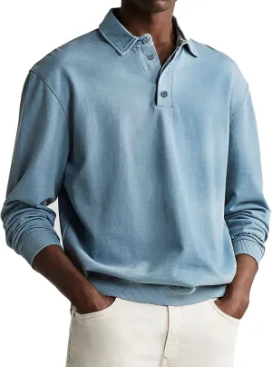 Men's Polo Shirts Top Shirt Turn Down Collar Blouse Stripe Printed Blouse Polos Shirt Fashion Formal Shirt Cotton