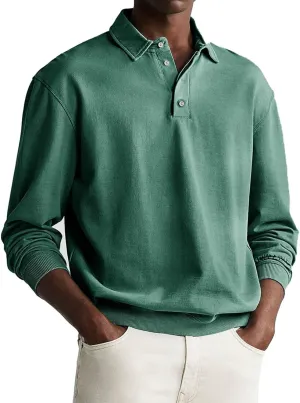 Men's Polo Shirts Top Shirt Turn Down Collar Blouse Stripe Printed Blouse Polos Shirt Fashion Formal Shirt Cotton