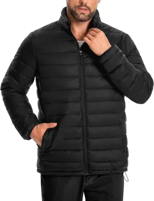 Men's Puffer Jacket Lightweight Warm Winter Jackets for Men Windproof Insulated Puffy Coat with 3 Pockets