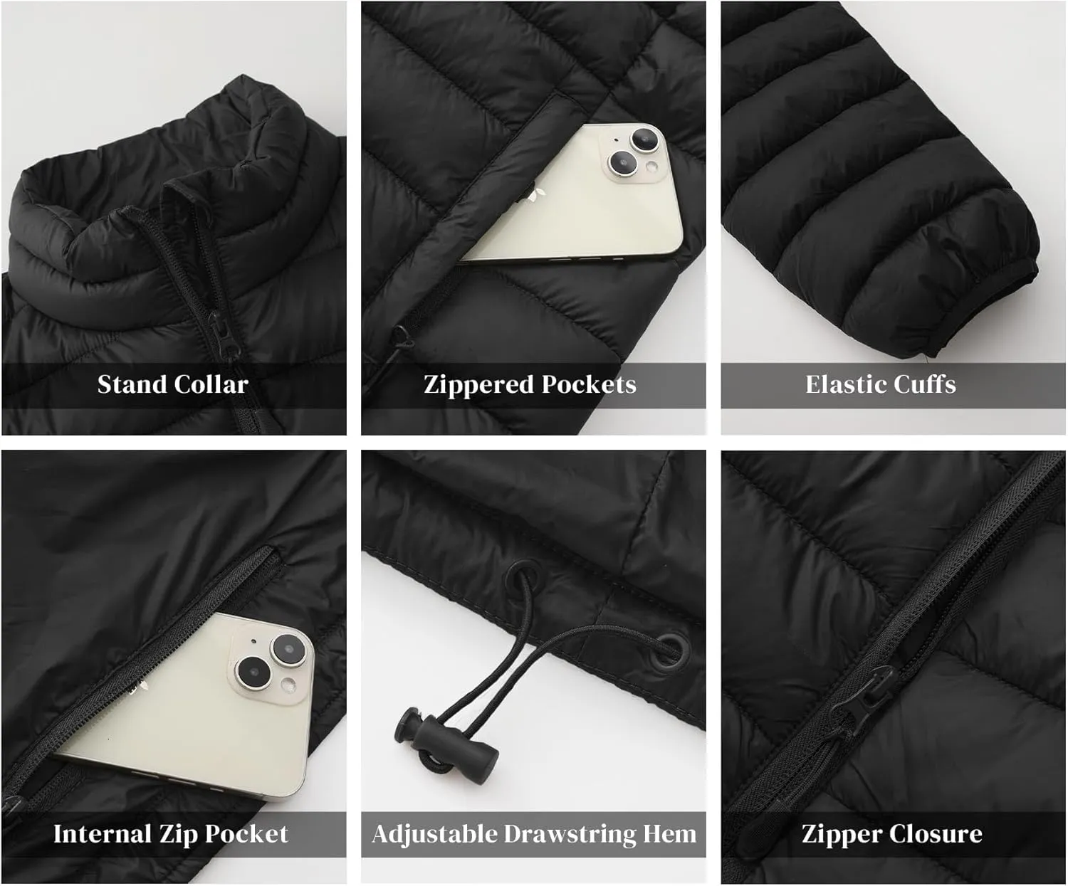 Men's Puffer Jacket Lightweight Warm Winter Jackets for Men Windproof Insulated Puffy Coat with 3 Pockets