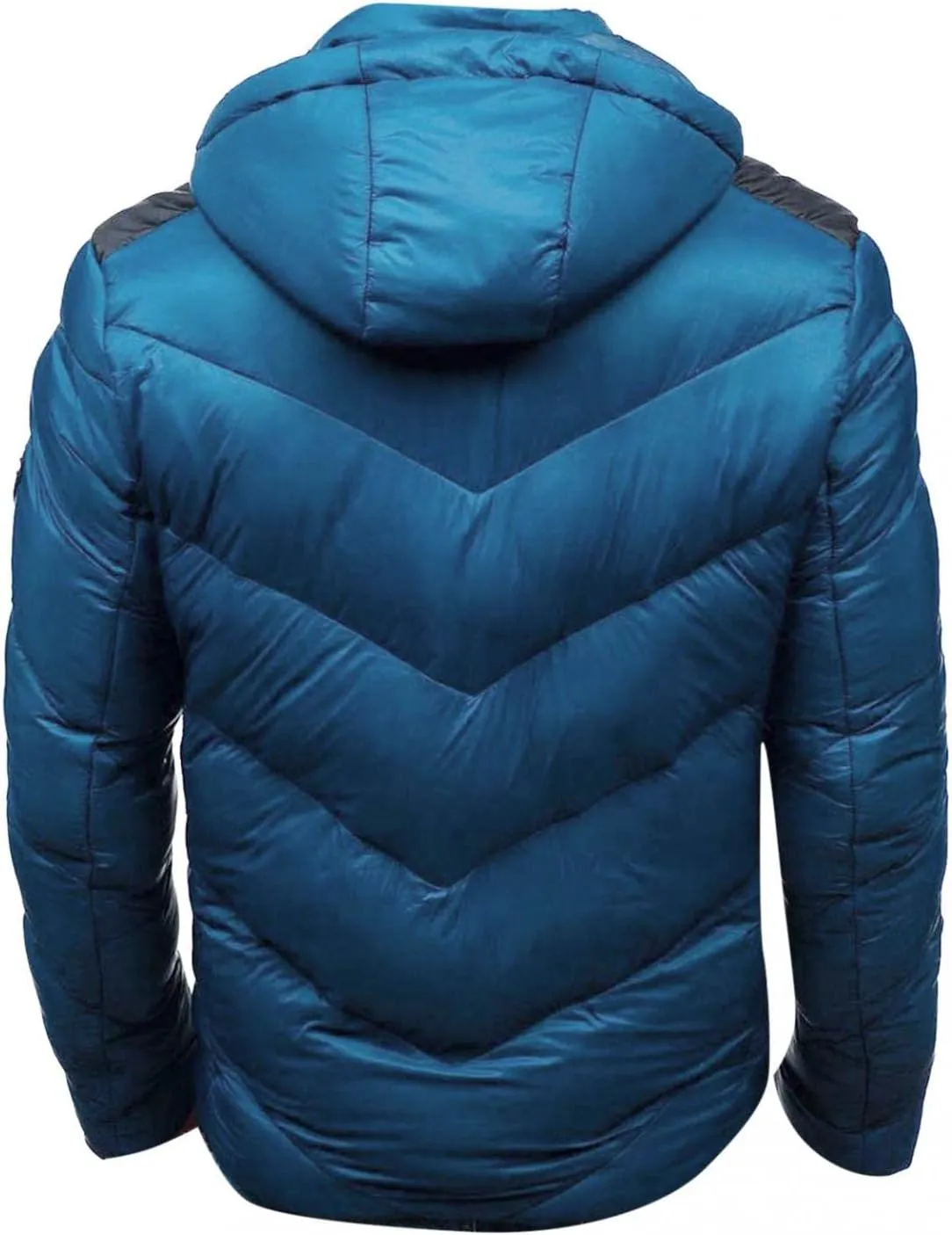 Men's Puffer Jacket with Hood Winter Casual Warm Down Coat Mid-weight Cotton-padded Snow Coat Outerwear