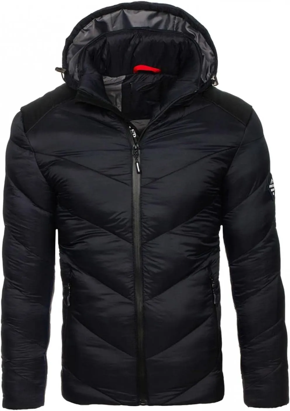 Men's Puffer Jacket with Hood Winter Casual Warm Down Coat Mid-weight Cotton-padded Snow Coat Outerwear
