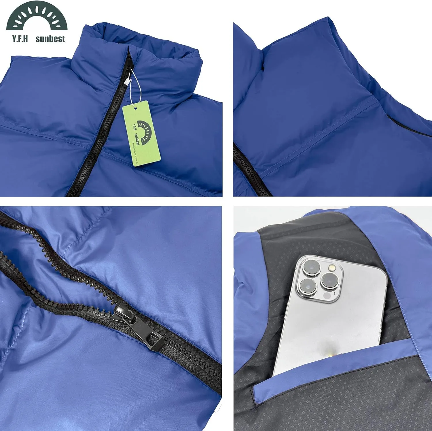 Men's Puffy Zipper Sleeveless Jacket Puffer Vest Outerwear Winter outdoor Warm Water-Resistant Sports M to 3XL