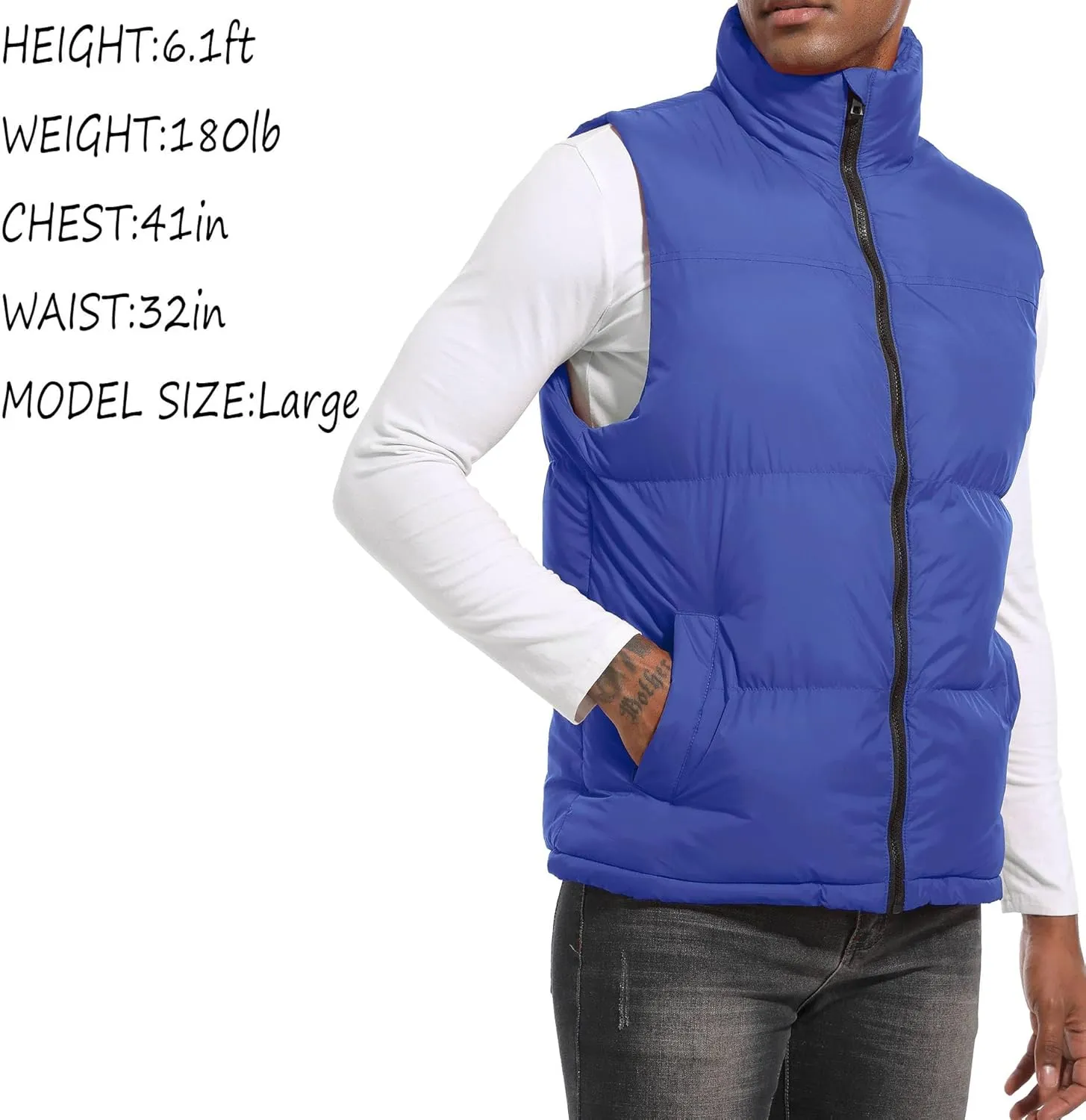 Men's Puffy Zipper Sleeveless Jacket Puffer Vest Outerwear Winter outdoor Warm Water-Resistant Sports M to 3XL