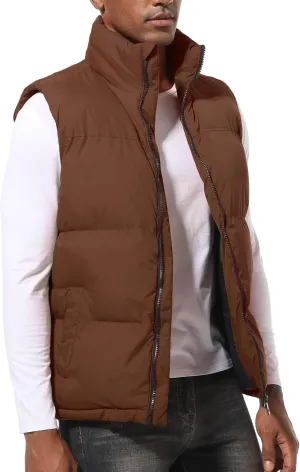 Men's Puffy Zipper Sleeveless Jacket Puffer Vest Outerwear Winter outdoor Warm Water-Resistant Sports M to 3XL