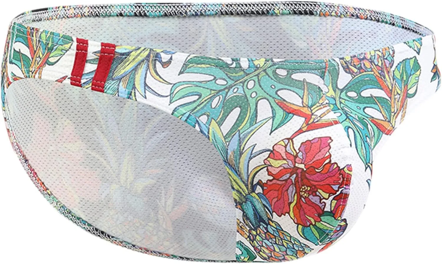 Mens Sexy Low Rise Briefs Print Hawaiian Bikini Underwear for Men with Ball Pouch Stretchy Fashion Brief Thongs