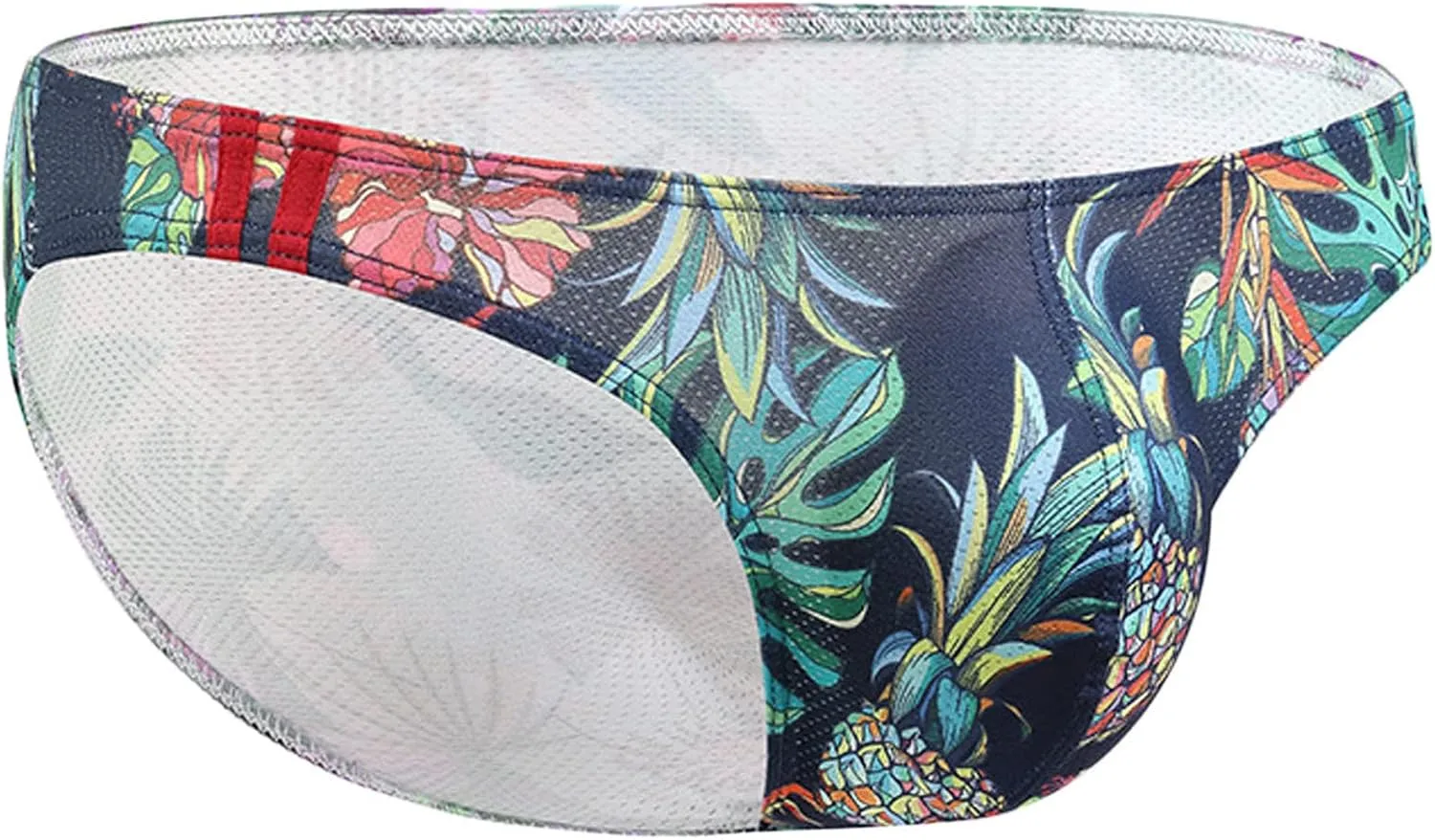 Mens Sexy Low Rise Briefs Print Hawaiian Bikini Underwear for Men with Ball Pouch Stretchy Fashion Brief Thongs