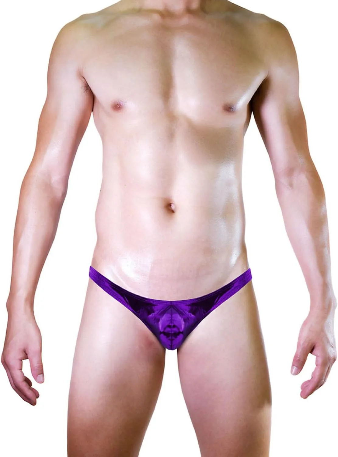 Men's Sexy PU Leather Thong Underwear Bulge Pouch Low Waist Underpants G-String See Through Comfy Erotic Lingerie
