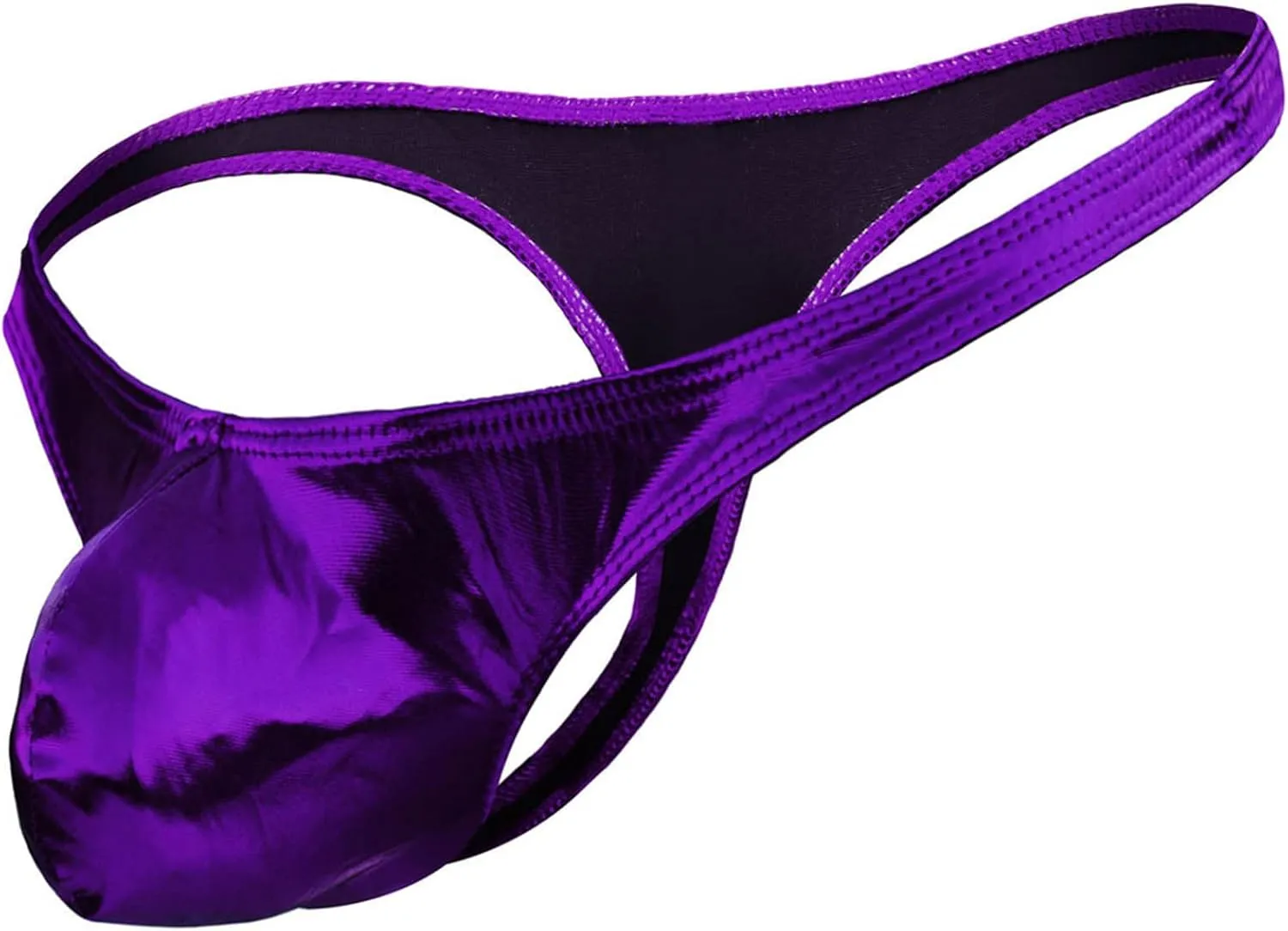Men's Sexy PU Leather Thong Underwear Bulge Pouch Low Waist Underpants G-String See Through Comfy Erotic Lingerie