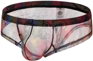 Men's Sexy Underwear Breathable Mesh Boxer Briefs Trunks See Through Fishnet Underpants Lingerie Booty Shorts
