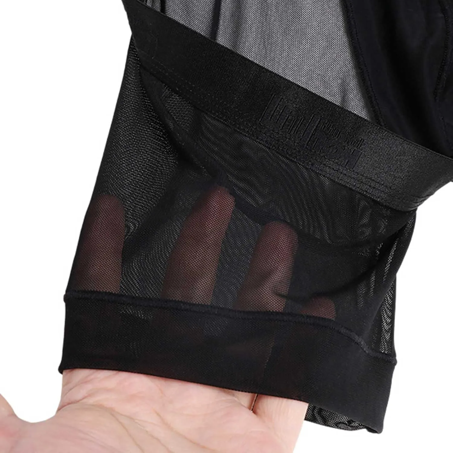 Mens Sexy Underwear See Through Mesh Revealing Buttocks Boxer Brief Pouch Breathable Sports Transparent Exotic Trunks