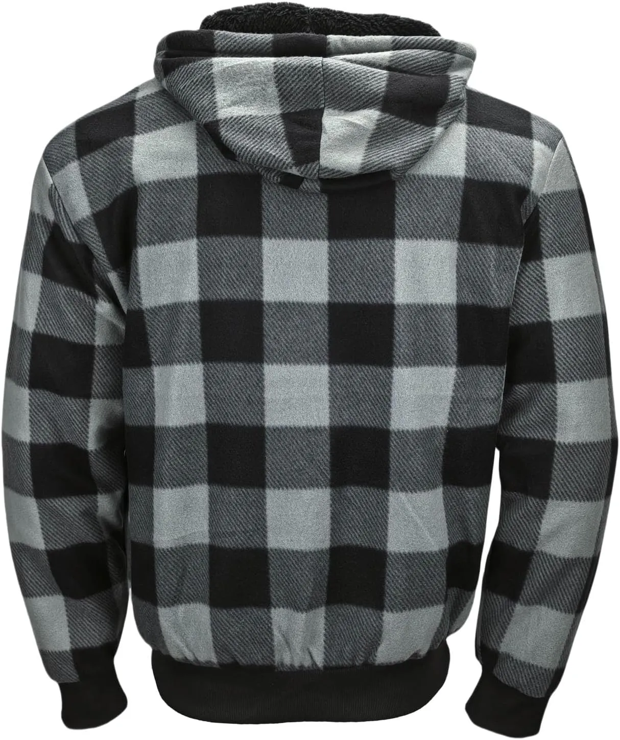 Mens Sherpa Fleece Lined Hoodie, Plaid Flannel Jackets With Hooded Winter Warm Coats Heavy Sweatshirt Full Zip Up