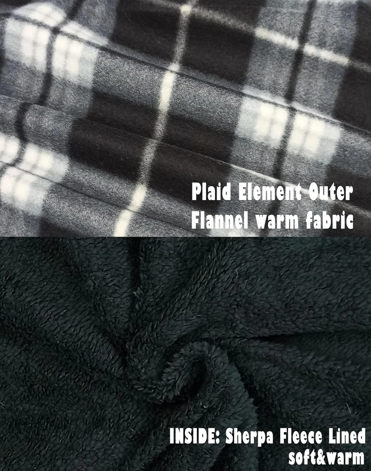 Mens Sherpa Fleece Lined Hoodie, Plaid Flannel Jackets With Hooded Winter Warm Coats Heavy Sweatshirt Full Zip Up