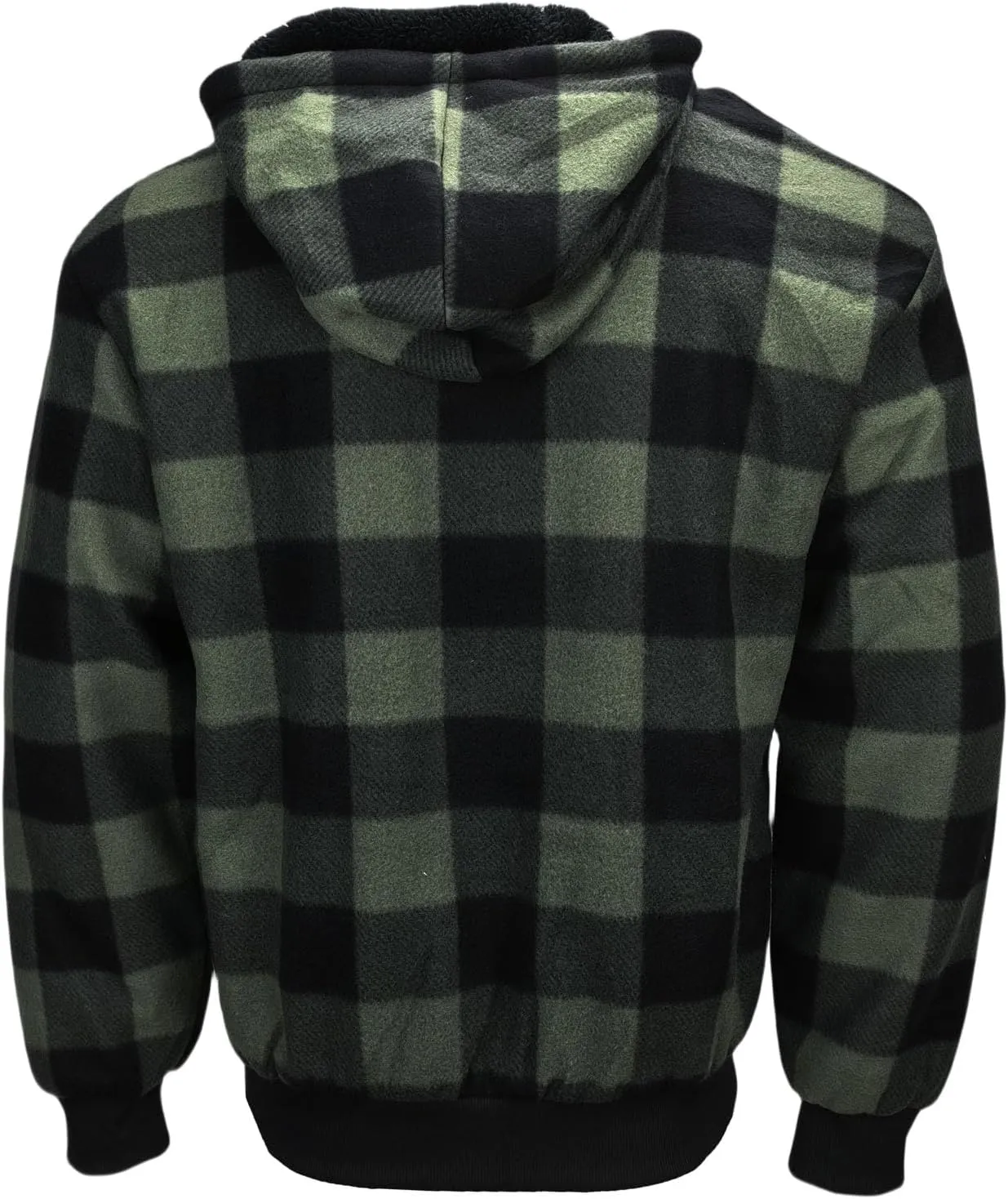 Mens Sherpa Fleece Lined Hoodie, Plaid Flannel Jackets With Hooded Winter Warm Coats Heavy Sweatshirt Full Zip Up