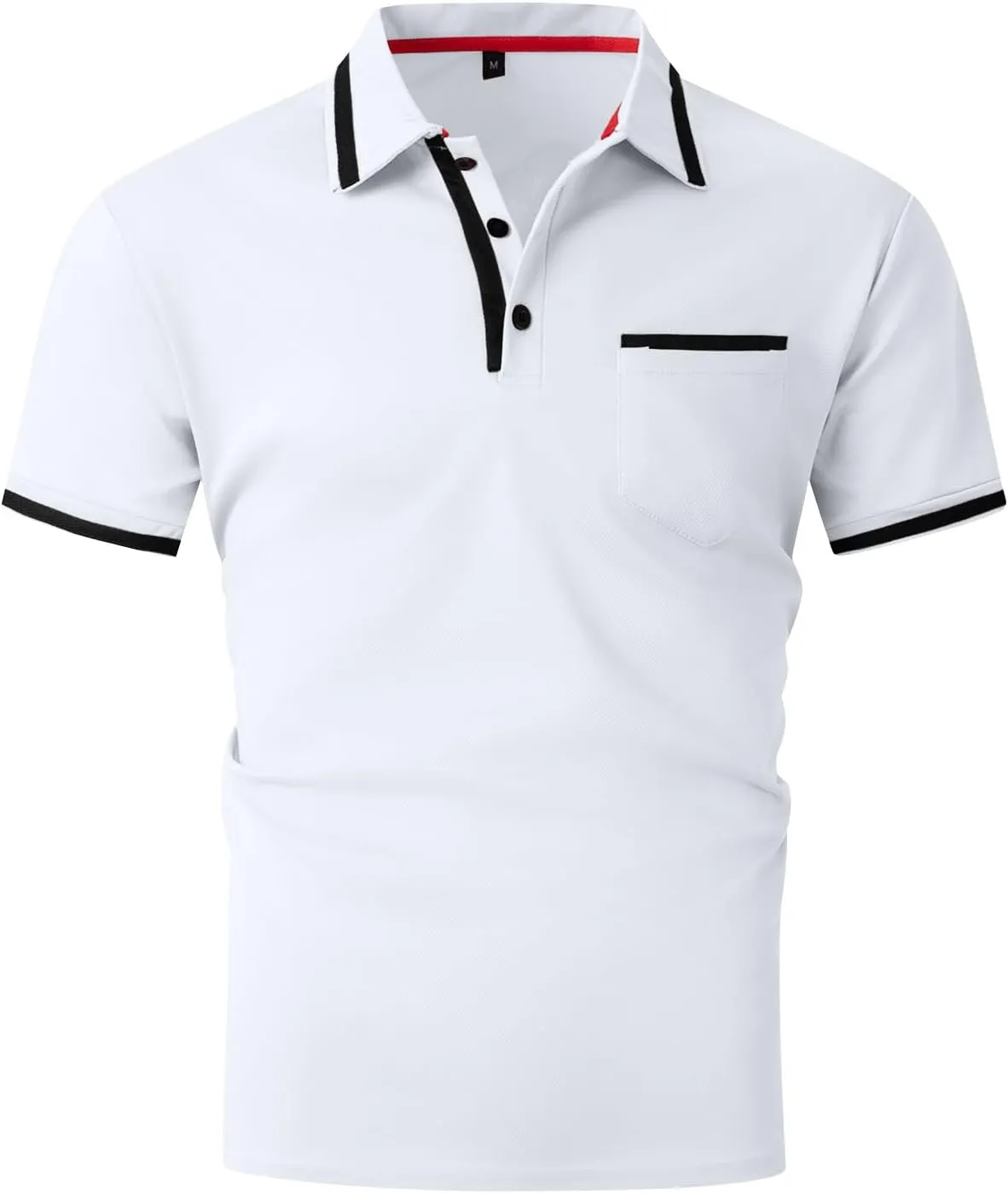 Mens Short Sleeve Golf Shirt Basic Button Down Spread Collar Shirts Lightweight Slim Fit Golf Shirt