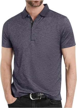 Mens Short Sleeve Shirts Lapel Collar Front Button T Shirt Solid Color Loose Fit Casual Lightweight Summer Tops