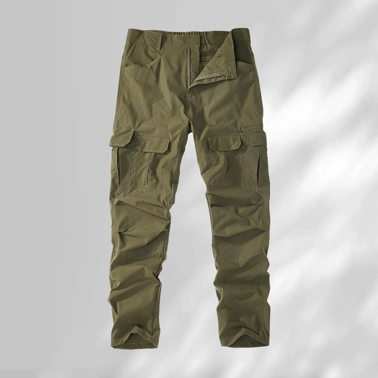 Men's Slim Fit Cargo Pants, Lightweight Outdoor Hiking Work Pants, Breathable Solid Color Sweatpants with 8 Pockets