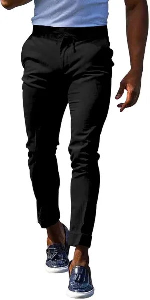 Mens Slim Fit Leisure Pants Mid Waist Soldi Color Straight Fall Fashion Hipster Trouser Dressy Casual Outdoor Versatile Pants