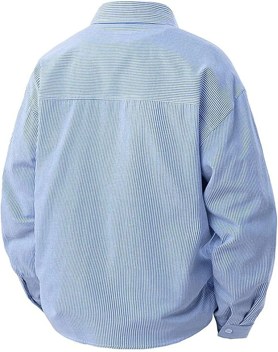 Men's Striped Button Down Shirts Lapel Neck Casual Loose Shirt Trendy Long Sleeve Color Block Business Blouse Tops