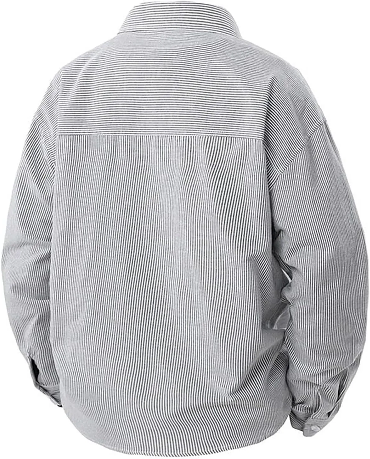 Men's Striped Button Down Shirts Lapel Neck Casual Loose Shirt Trendy Long Sleeve Color Block Business Blouse Tops