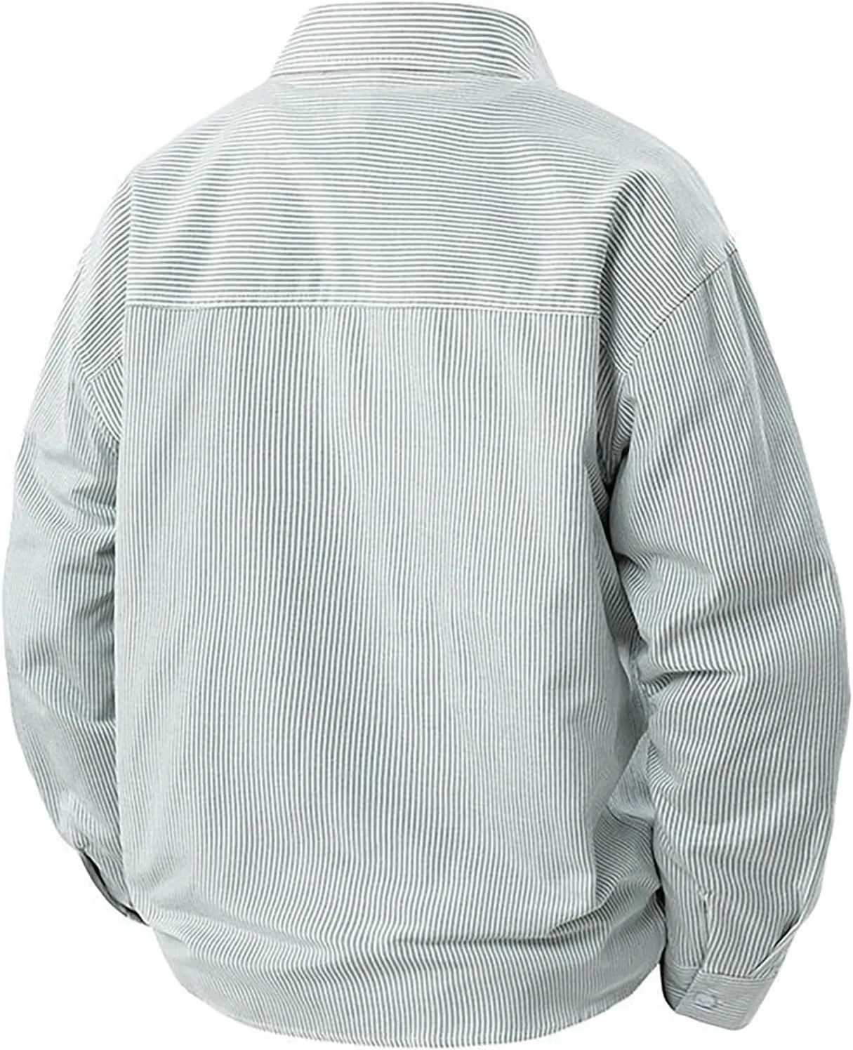 Men's Striped Button Down Shirts Lapel Neck Casual Loose Shirt Trendy Long Sleeve Color Block Business Blouse Tops