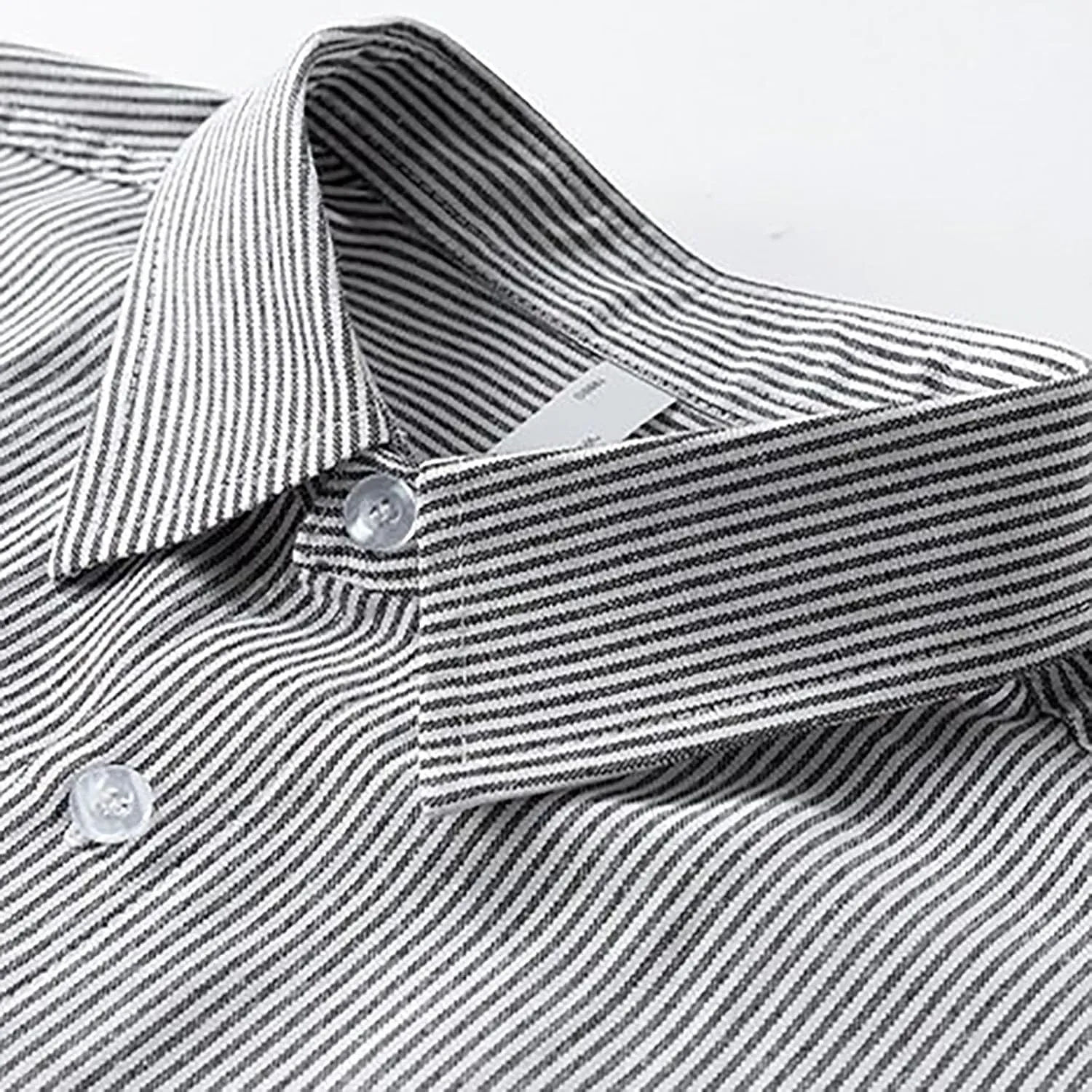 Men's Striped Button Down Shirts Lapel Neck Casual Loose Shirt Trendy Long Sleeve Color Block Business Blouse Tops