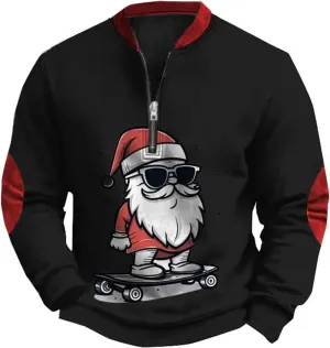 Mens Sweatshirt Stand Collar Corduroy Polo Zipper Long Sleeve Sweatshirt Stand Collar Pullover 2024 Sweaters Men's