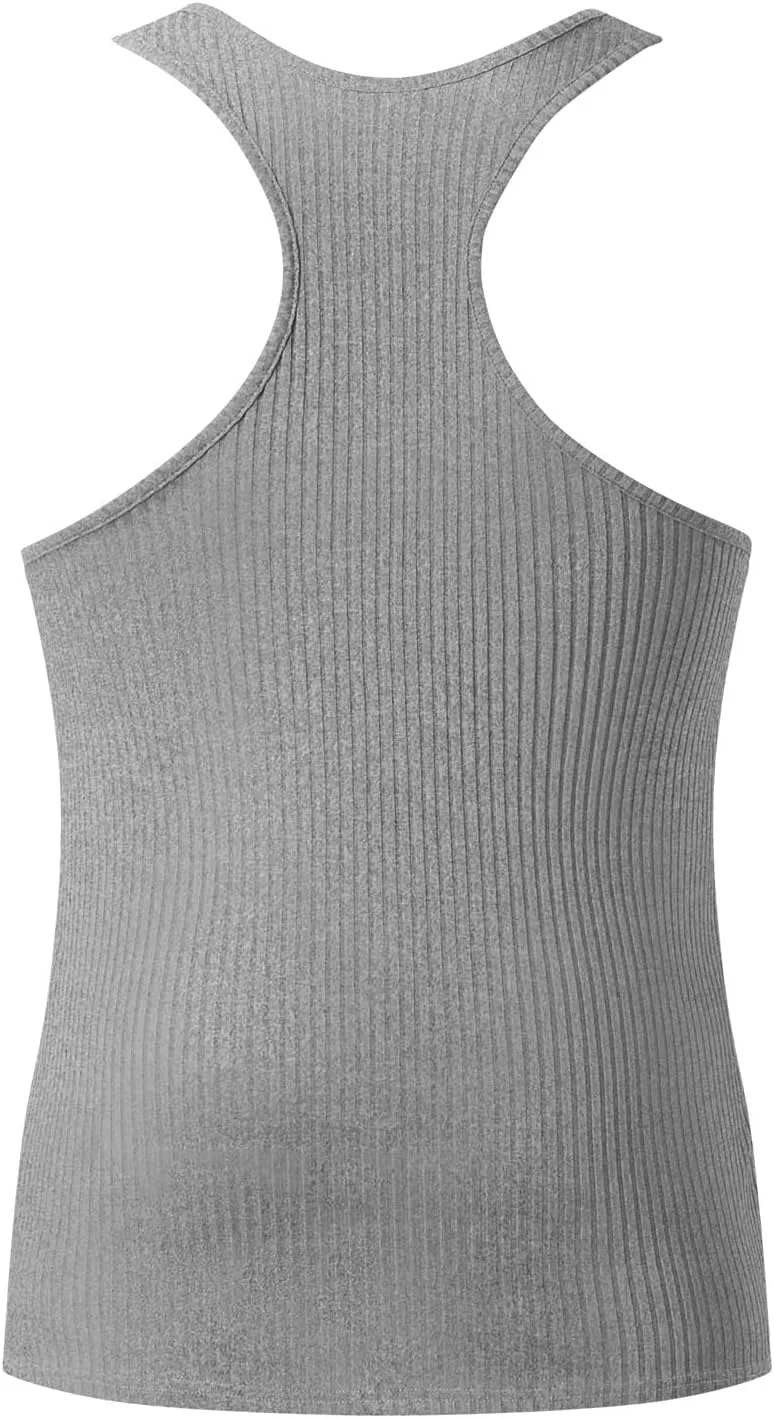 Mens Tank Tops Summer Solid Color Knitted Vertical Stripe Fitness Sports Tank Shirts