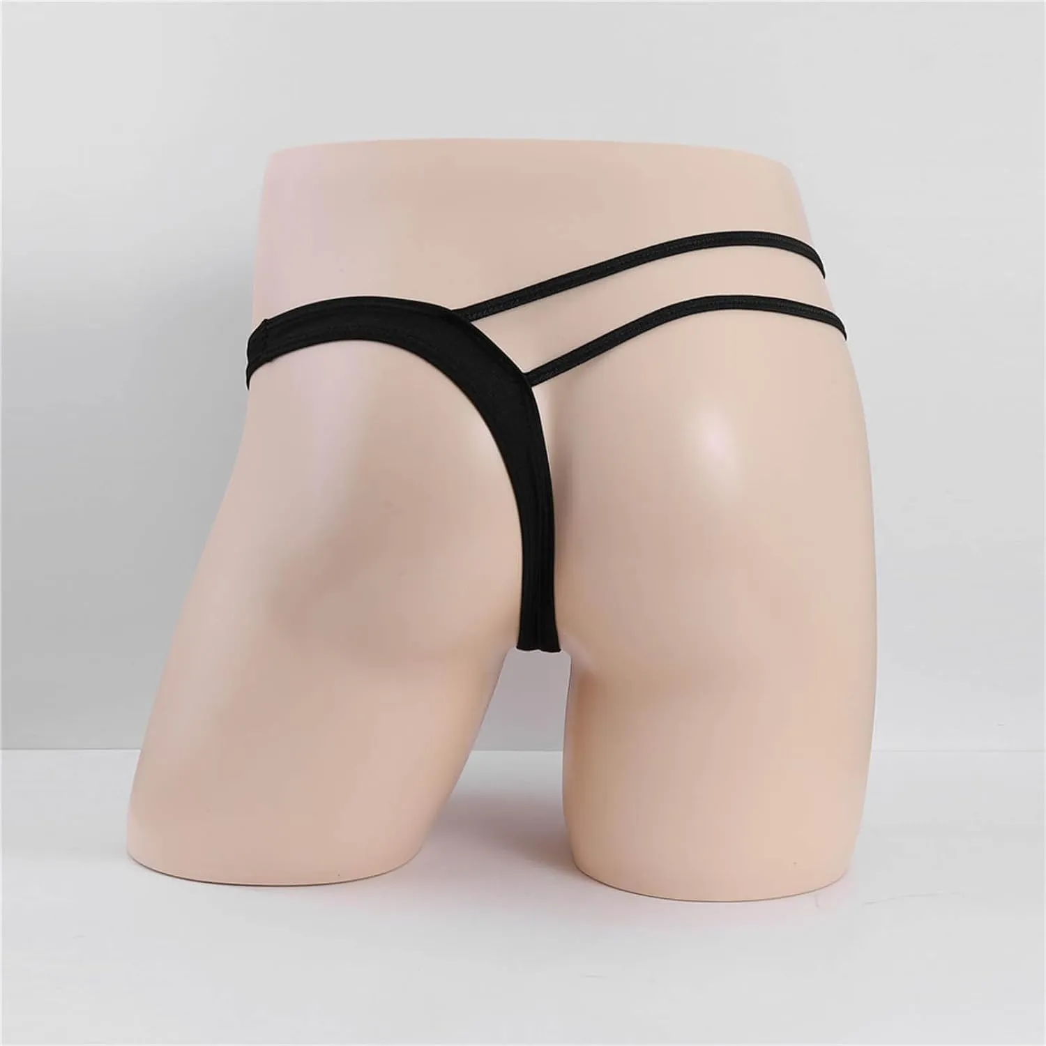 Men's Thong Underwear Naughty Low Waist Hollow Out Breathable Lightweight Underwear Strap T-Back Bikini Underwears