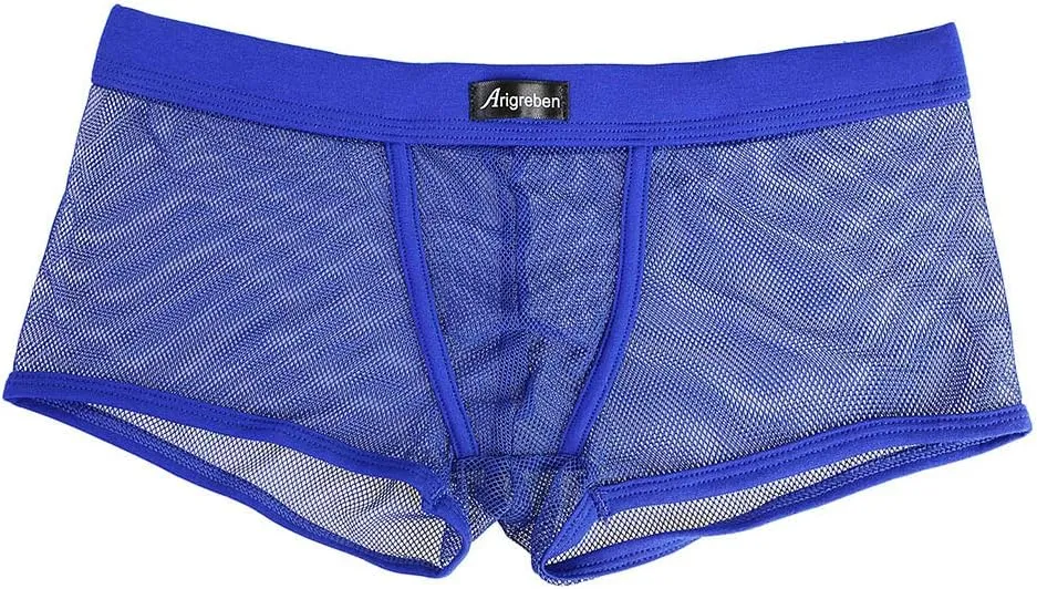 Mens Transparent Underwear See-Through Mesh Underpants Boxer Briefs Sexy T Lingerie Shorts Zulmaliu