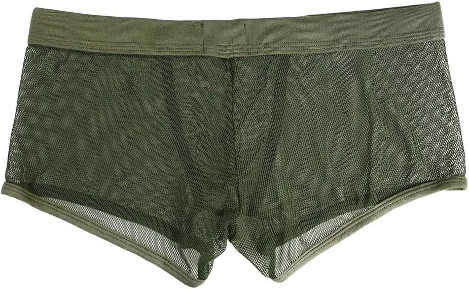 Mens Transparent Underwear See-Through Mesh Underpants Boxer Briefs Sexy T Lingerie Shorts Zulmaliu