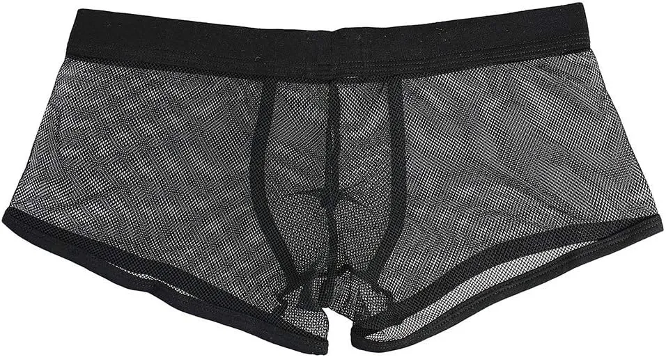 Mens Transparent Underwear See-Through Mesh Underpants Boxer Briefs Sexy T Lingerie Shorts Zulmaliu