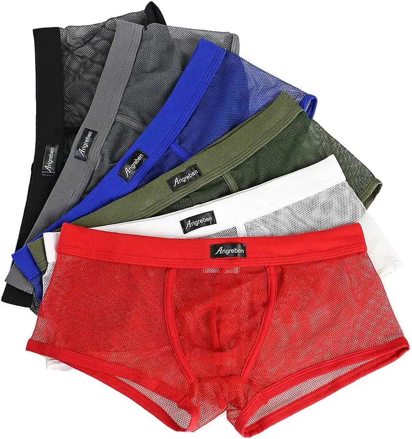 Mens Transparent Underwear See-Through Mesh Underpants Boxer Briefs Sexy T Lingerie Shorts Zulmaliu