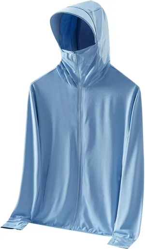 Men's UPF 50  Lightweight Jacket Full Zip Sun Protection Hoodie Long Sleeve Hiking Fishing Sun Shirts with Pockets
