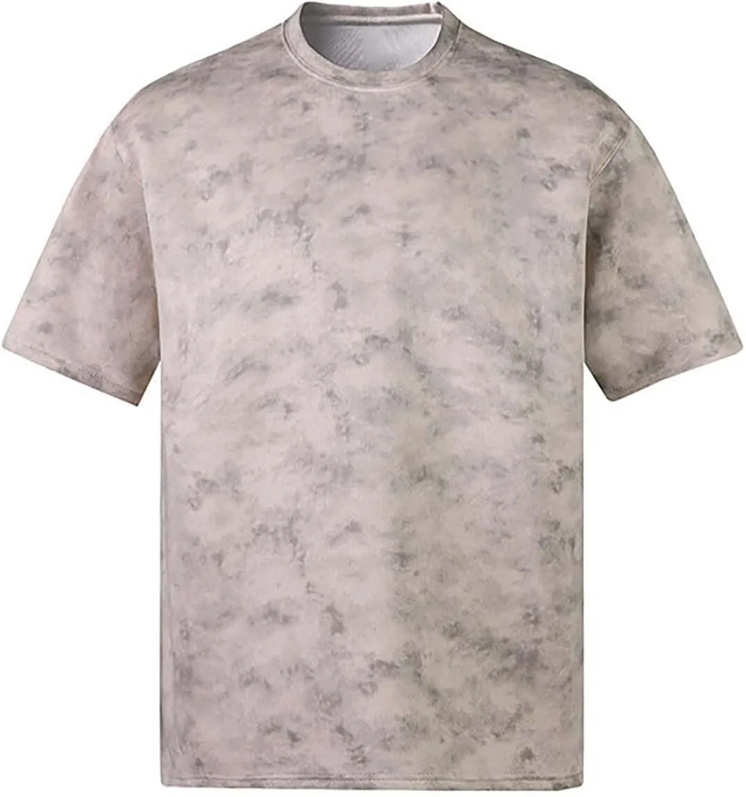 Men's Vintage Short Sleeve Shirts Casual Crewneck Summer Blouse Tops Trendy Loose Washed Heavyweight Basic Tee Shirts
