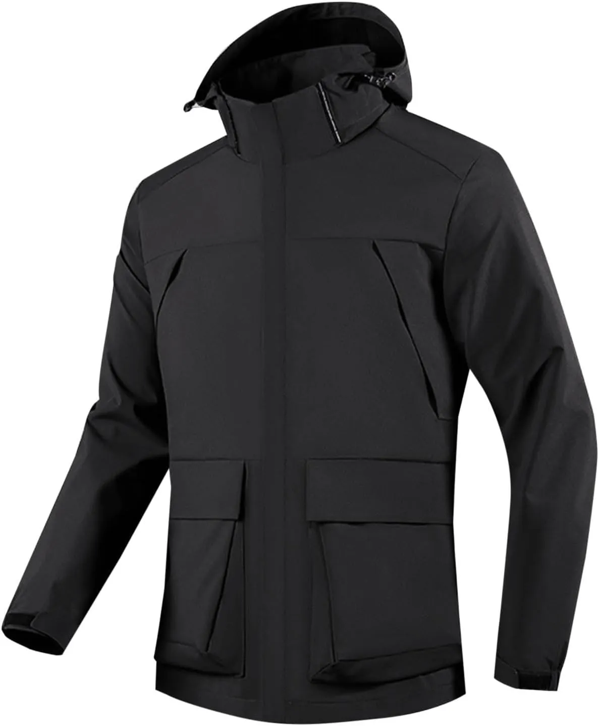 Men's Windbreakers Solid Zipper Pocket Windbreaker Classic Slim Hooded Jacket Wilderness Camping Punching Jacket