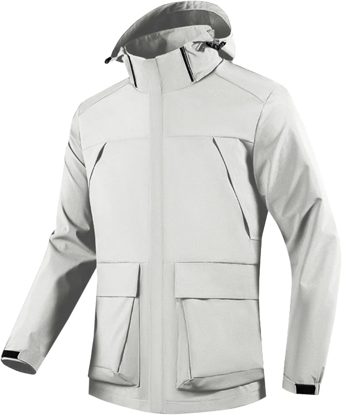 Men's Windbreakers Solid Zipper Pocket Windbreaker Classic Slim Hooded Jacket Wilderness Camping Punching Jacket