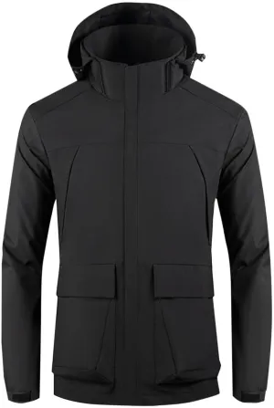 Men's Windbreakers Solid Zipper Pocket Windbreaker Classic Slim Hooded Jacket Wilderness Camping Punching Jacket