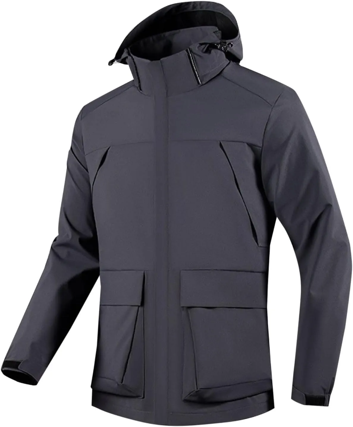 Men's Windbreakers Solid Zipper Pocket Windbreaker Classic Slim Hooded Jacket Wilderness Camping Punching Jacket