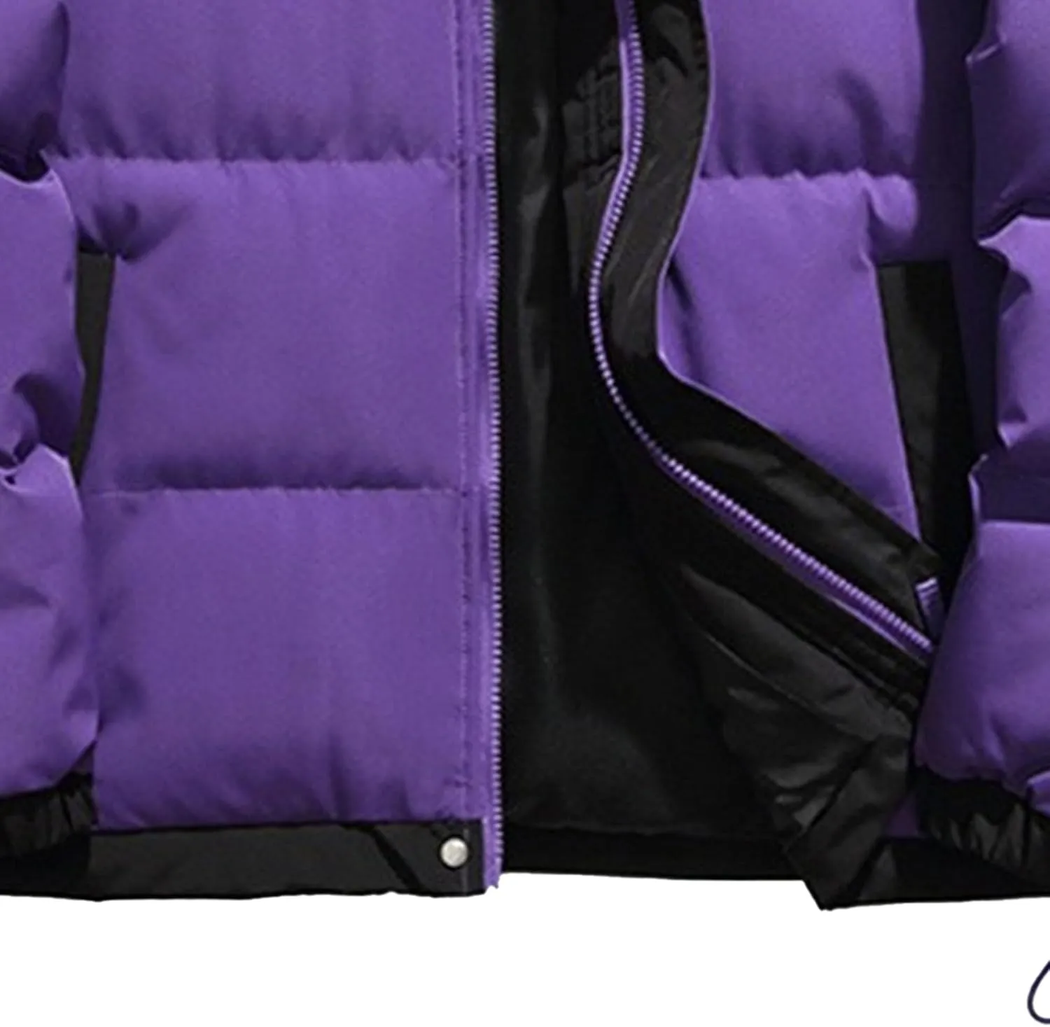 Men's Winter Bread Puffer Jacket Long Sleeve Stand Collar Bubble Coat Casual Cotton Padded Down Coat
