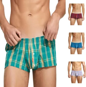 Men'Underwear BoxerMen'Plaid Print Boxer ShortLow Rise Breathable Comfortable Boxer BriefCasual Loose Loungewear Pajama Underwear Placed A07-Red Medium