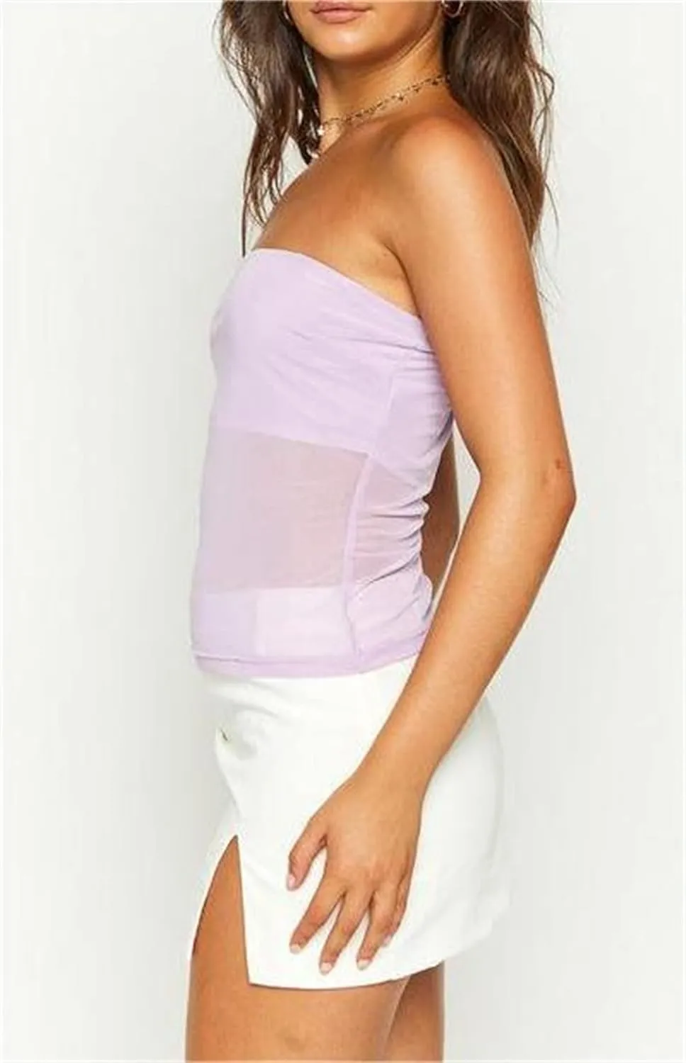 Miqil Women Sexy Strapless Tube Top Slim Fit Sleeveless Off Shoulder Bandeau Crop Top Y2K Camisole Tank Top Streetwear