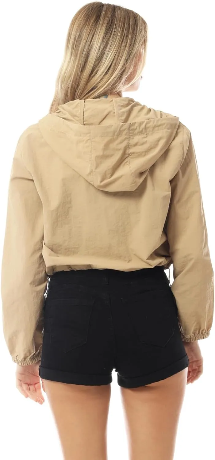 MixMatchy Women's Lightweight Cropped Yoga Quick Dry Windbreaker Zipper Jackets Workout Running Hoodie