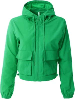 MixMatchy Women's Lightweight Cropped Yoga Quick Dry Windbreaker Zipper Jackets Workout Running Hoodie